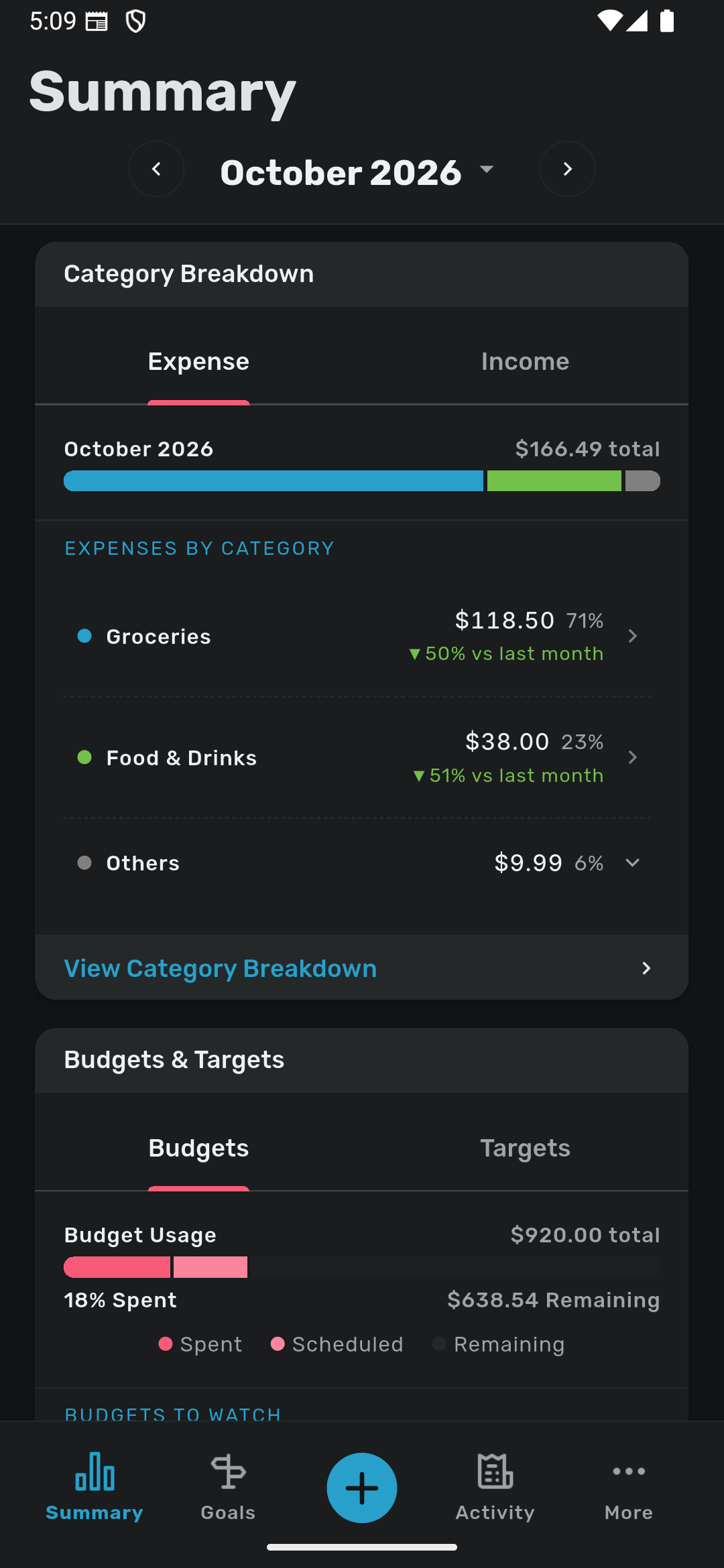 Savvy Expense Pro — Summary Categories